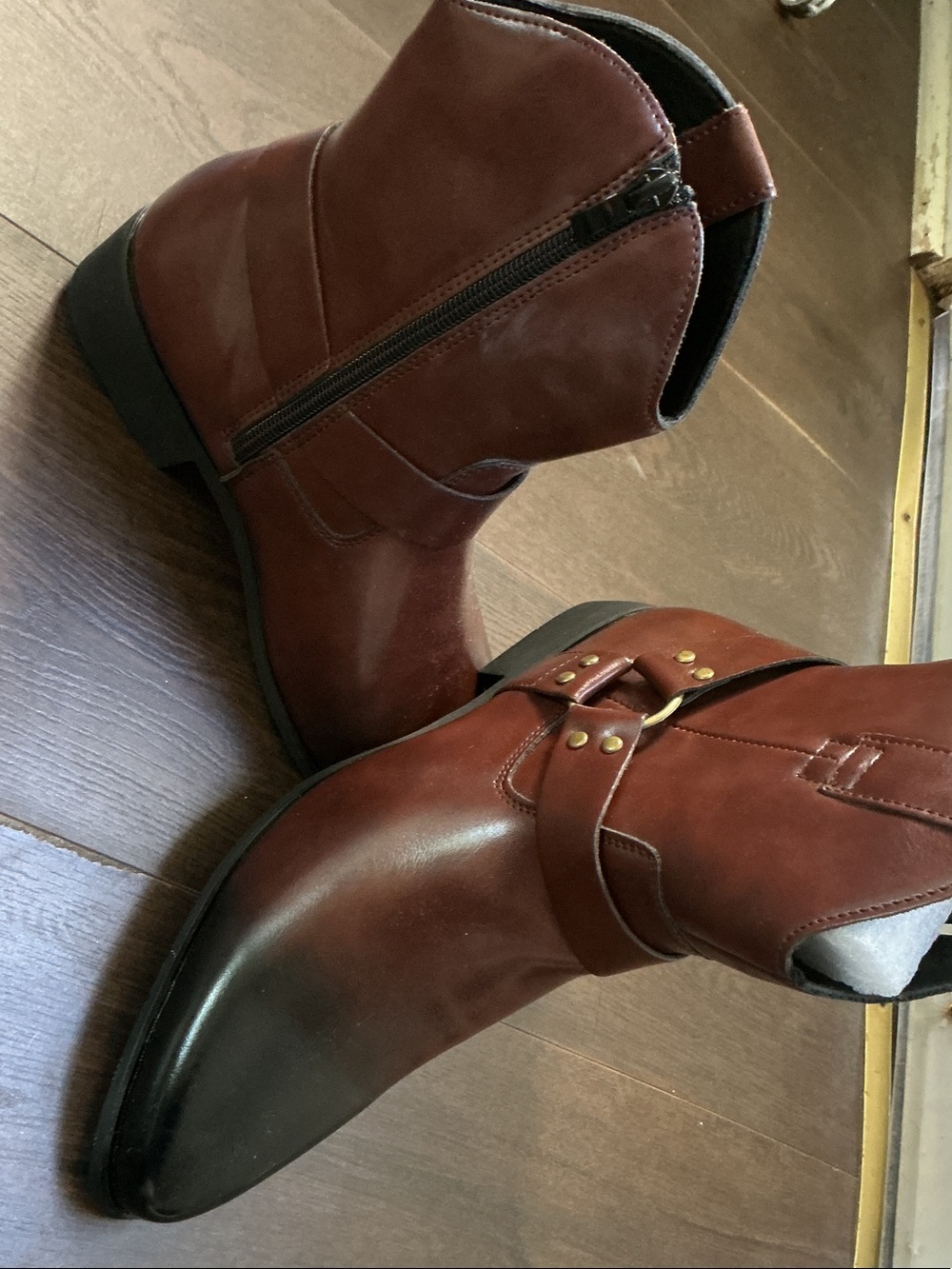 Men's Brown Leather Ankle Harness Boots